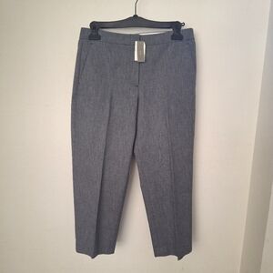 J CREW NWT Cropped Leg Chambray Blue/White High Rise 100% Cotton Pants - Size 10